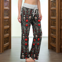 Deadly Romance Pattern Women's High-waisted Wide Leg Pants