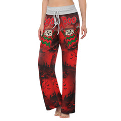 Boo Halloween Theme Women's High-waisted Wide Leg Pants | Wonder Skull