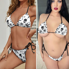 Black & White Skull Aesthetic Micro Triangle Bikini Swimsuit