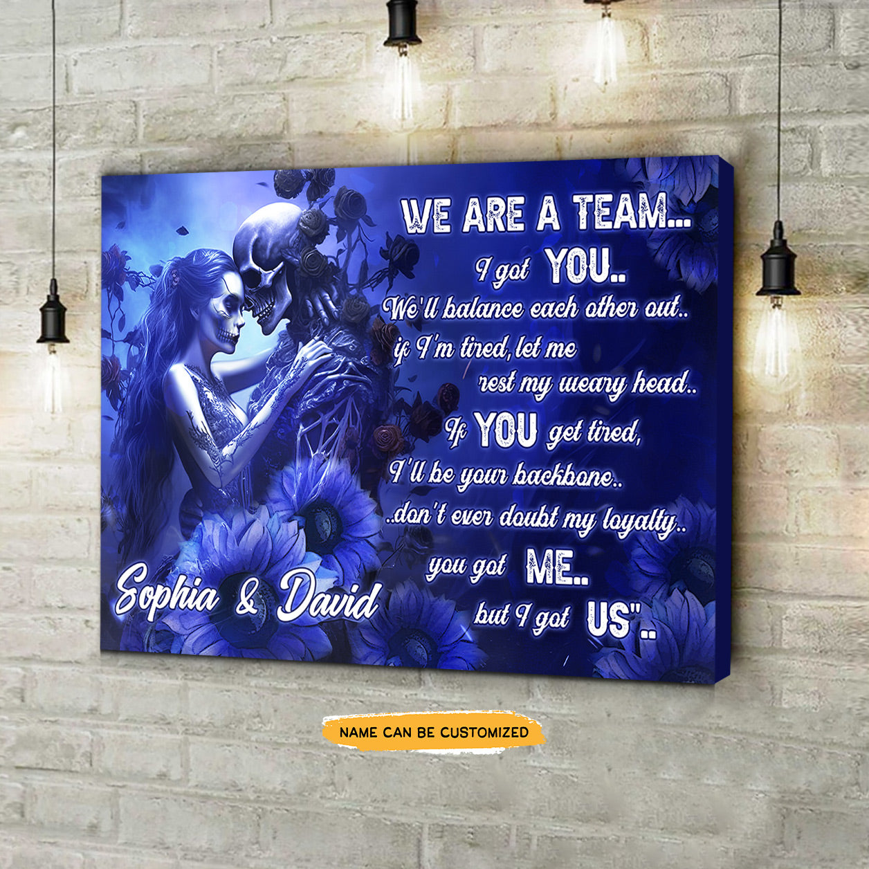 My Loyalty - Custom Personalized Names Gothic Skull And Roses Canvas