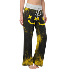 Yellow Abstract Emo Art Women's High-waisted Wide Leg Pants | Wonder Skull