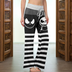 Gothic Grinline Art Women's High-waisted Wide Leg Pants