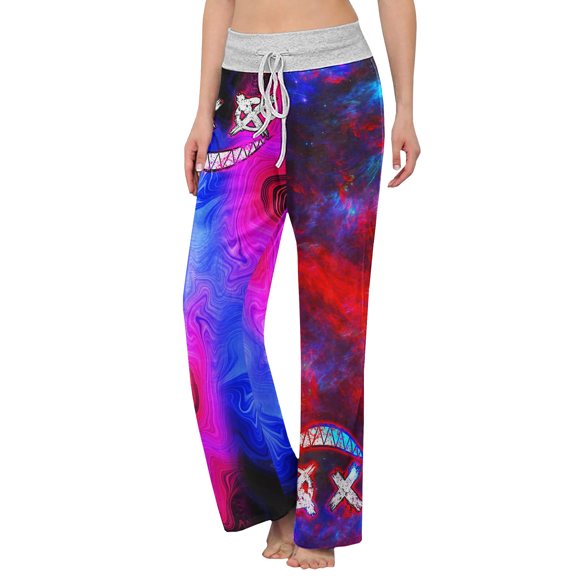 Purple Emo Abstract Women's High-waisted Wide Leg Pants | Wonder Skull