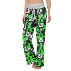 Black Green Devil Brush Women's High-waisted Wide Leg Pants | Wonder Skull