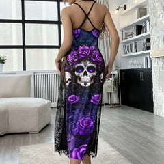 Gothic Purple Skull Rose Women's Lace Cami Sleepwear