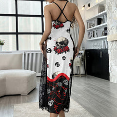 Pattern Skull Rose Floral Women's Lace Cami Sleepwear