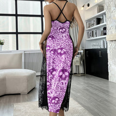 Purple Skull Rose Pattern Women's Lace Cami Sleepwear