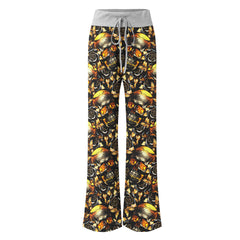 Gold Skull Silver Rose Women's High-waisted Wide Leg Pants | Wonder Skull