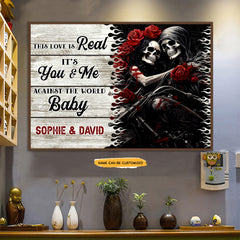 Love Is Real - Custom Personalized Names Gothic Skull And Roses Canvas