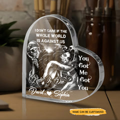 You Got Me Drive - Customized Skull Couple Crystal Heart Anniversary Gifts