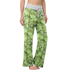 Green Baby Skull Women's High-waisted Wide Leg Pants | Wonder Skull