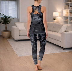 Smoke Cybernetic Skull Art Tanktop and Leggings