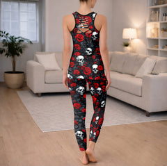 Filigree Skull Rose Pattern Tanktop and Leggings