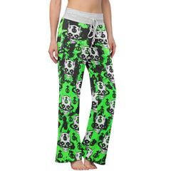 Black Green Devil Brush Women's High-waisted Wide Leg Pants | Wonder Skull