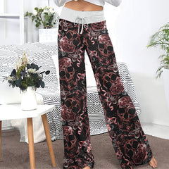 Skull Abstract Effect Butterfly Women's High-waisted Wide Leg Pants | Wonder Skull