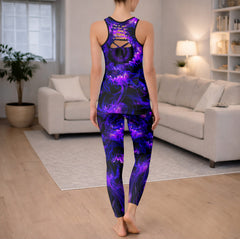 Purple Flame Skull Power Tanktop and Leggings