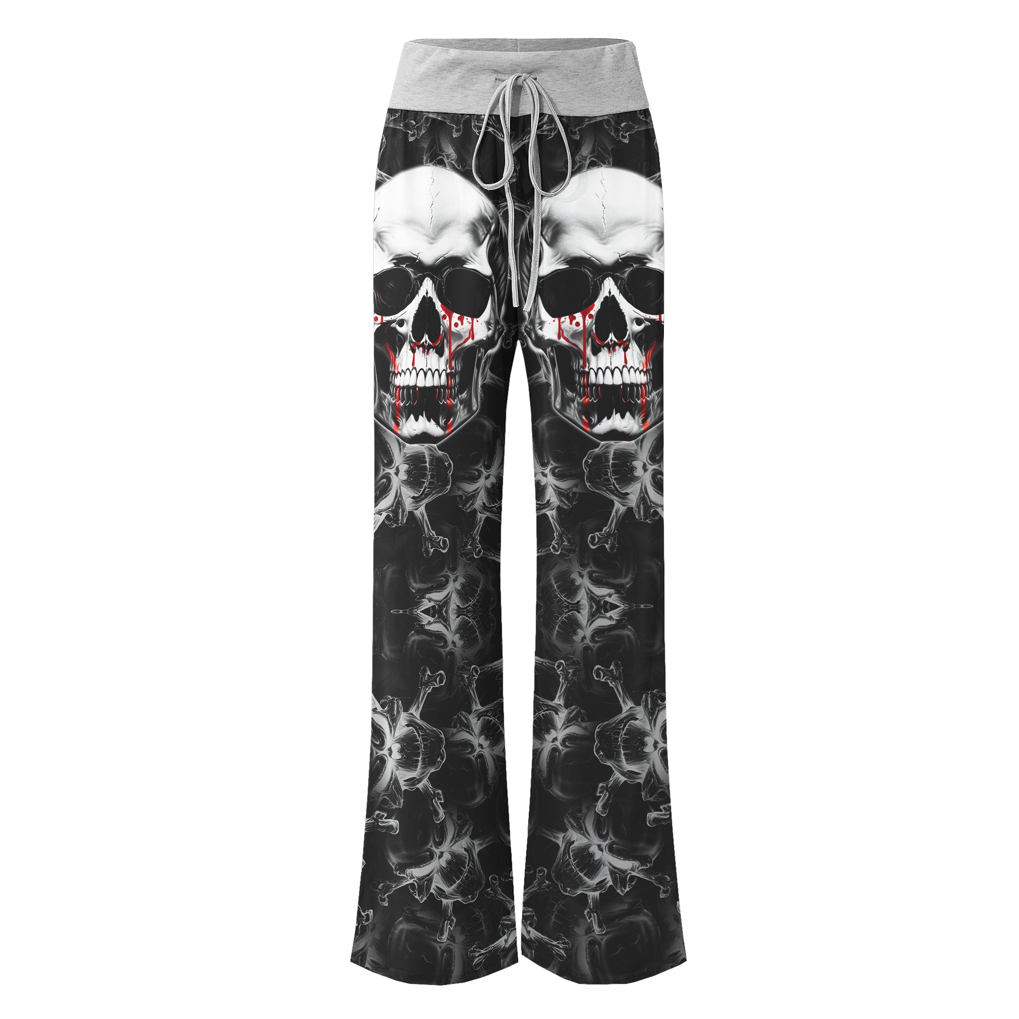 Skull Silver Blood Abstract Women's High-waisted Wide Leg Pants | Wonder Skull