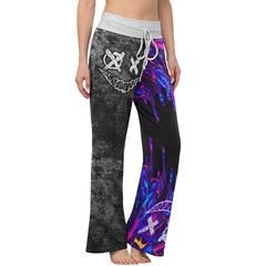 Dark Purple Emo Grunge Women's High-waisted Wide Leg Pants | Wonder Skull