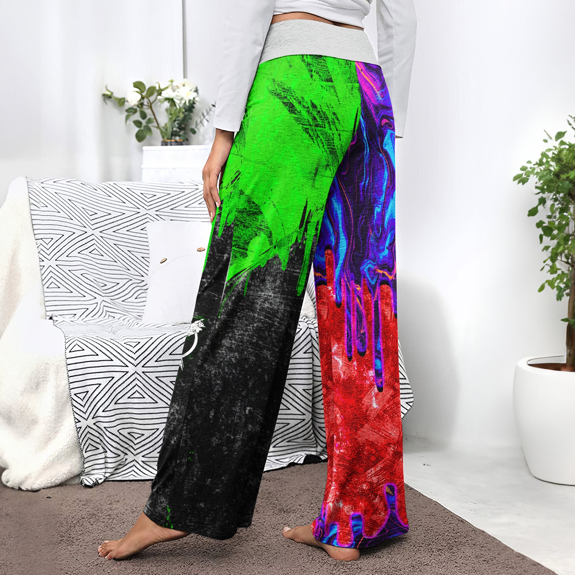 Liquid Color Abstract Women's High-waisted Wide Leg Pants | Wonder Skull