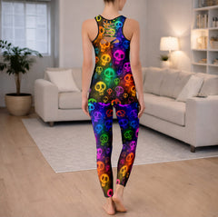 Neon Graffiti Skull Pattern Tanktop and Leggings