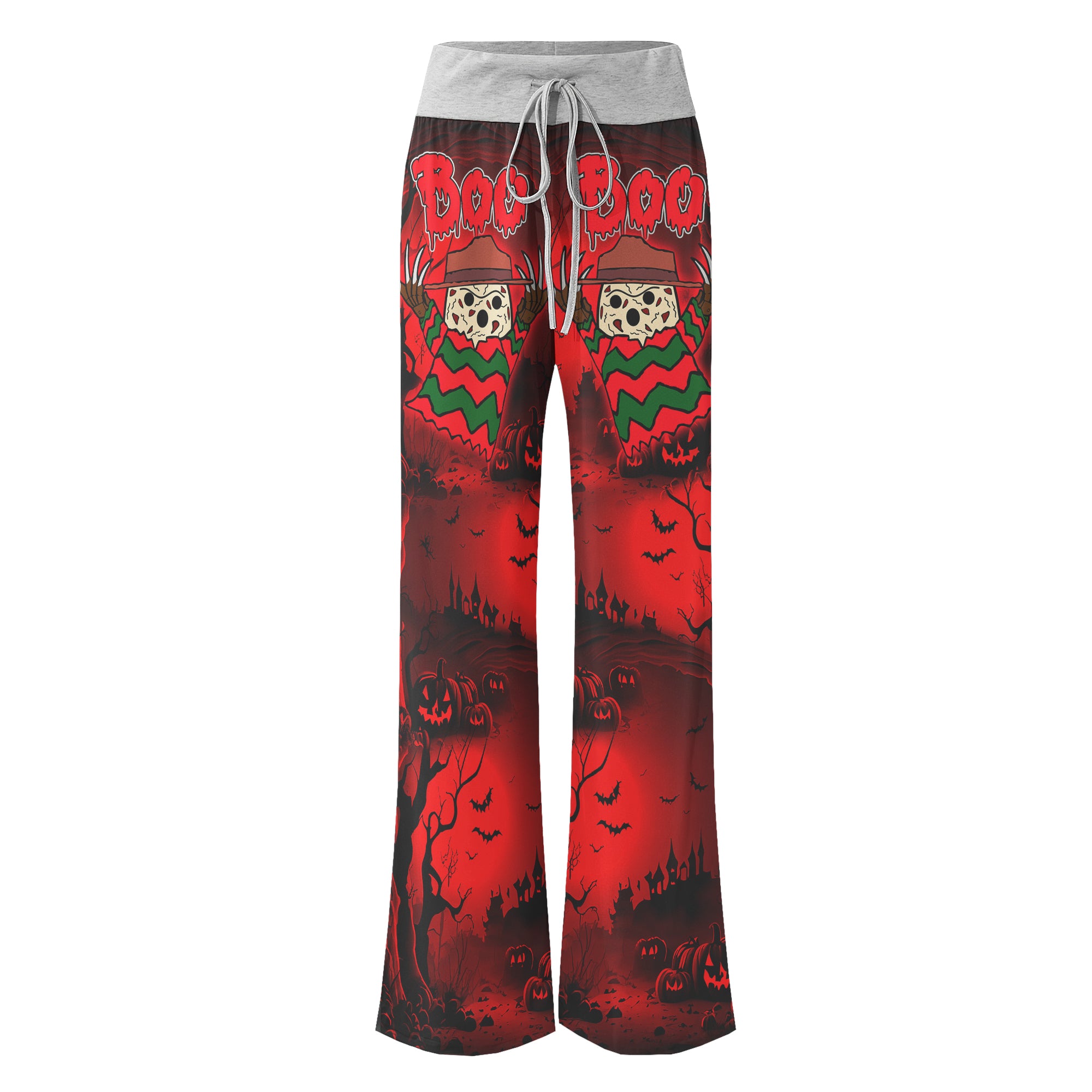 Boo Halloween Theme Women's High-waisted Wide Leg Pants | Wonder Skull