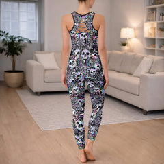 Holo Rose Skull Pattern Tanktop and Leggings