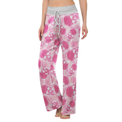 Pink Skull Thunder Women's High-waisted Wide Leg Pants | Wonder Skull