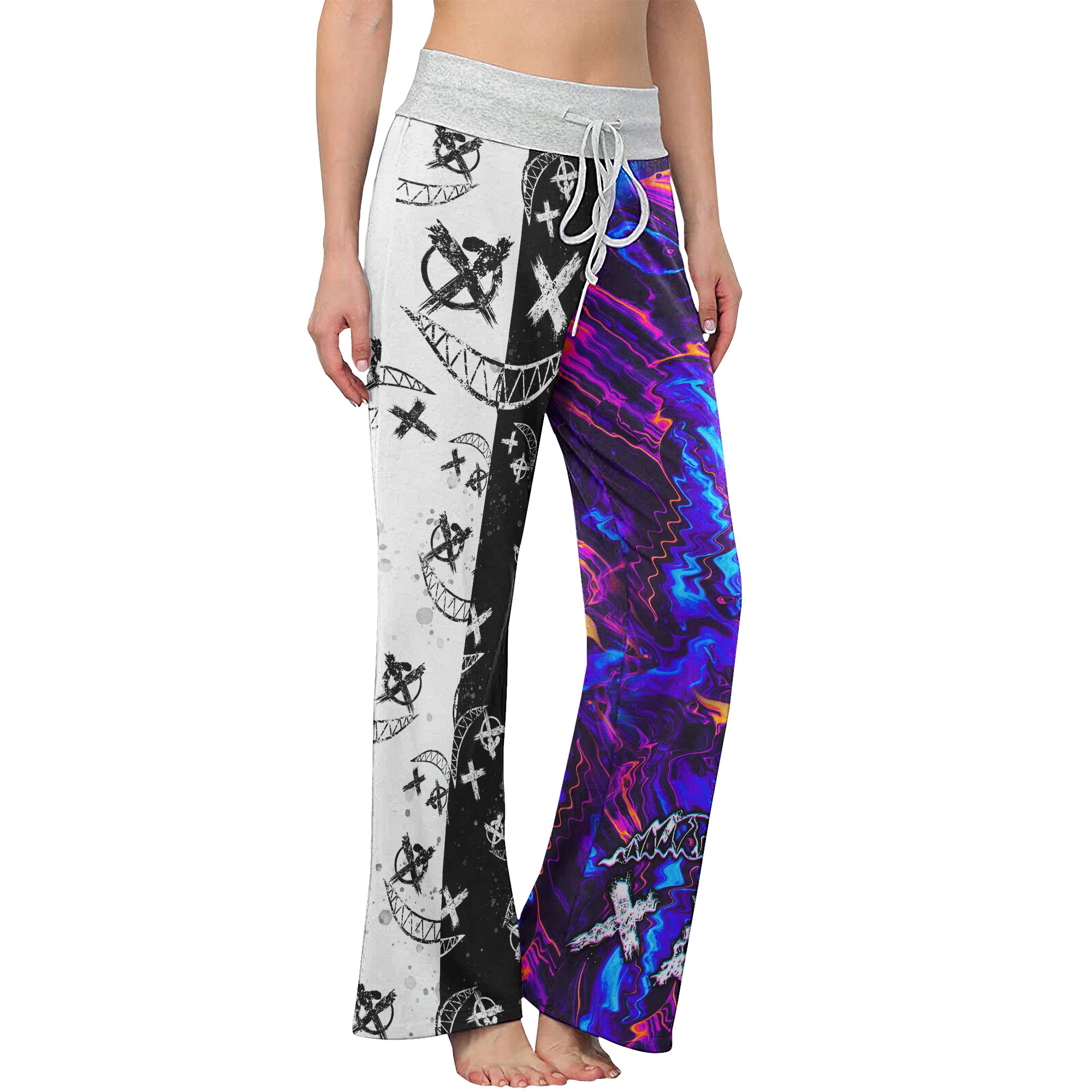 Psycho Art Abstract Women's High-waisted Wide Leg Pants | Wonder Skull