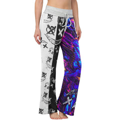 Psycho Art Abstract Women's High-waisted Wide Leg Pants | Wonder Skull