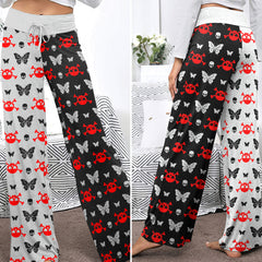 Dark Symmetry Crimson Flutter Women's High-waisted Wide Leg Pants