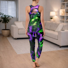 Neon Flaming Skull Art Tanktop and Leggings