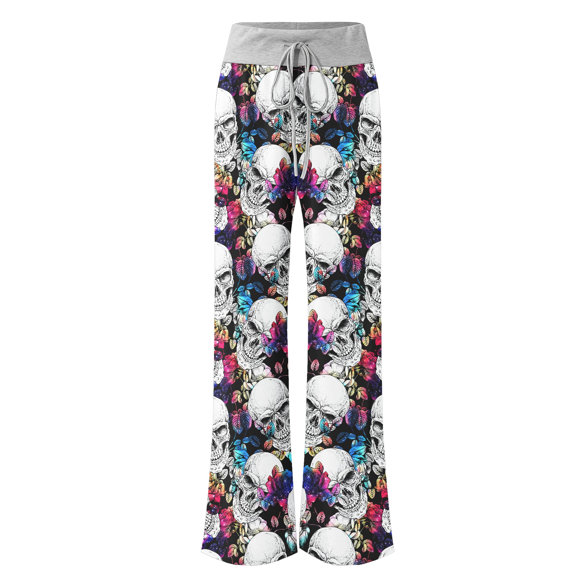 Skull Flower Galaxy Women's High-waisted Wide Leg Pants | Wonder Skull