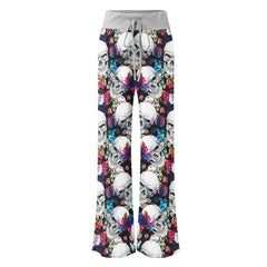 Skull Flower Galaxy Women's High-waisted Wide Leg Pants | Wonder Skull