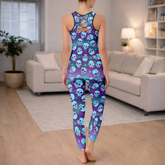 Static Wave Skull Pattern Tanktop and Leggings