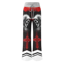 Skull Death Cross Gothic Women's High-waisted Wide Leg Pants | Wonder Skull