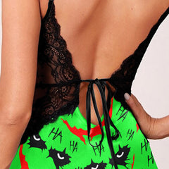Green Smile Horror Gothic & Punkrock Women's Sleepwear | Lace Cami Dress Nightgowns