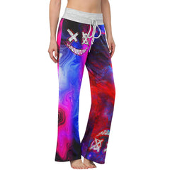 Purple Emo Abstract Women's High-waisted Wide Leg Pants | Wonder Skull