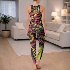 Neon Thunder Skull Art Tanktop and Leggings