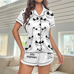 Black & White Art Women's Pajama Sets Top Sleeve & Short Bottom