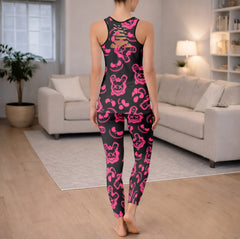 Pink Neon Glitch Bunnies Tanktop and Leggings