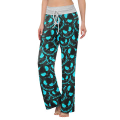 Blue Face Scary Nightmare Women's High-waisted Wide Leg Pants | Wonder Skull