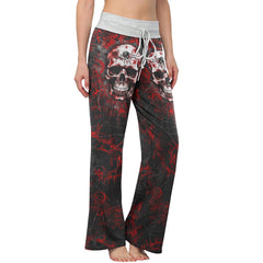 Dark Skull Horror Gothic Women's High-waisted Wide Leg Pants | Wonder Skull