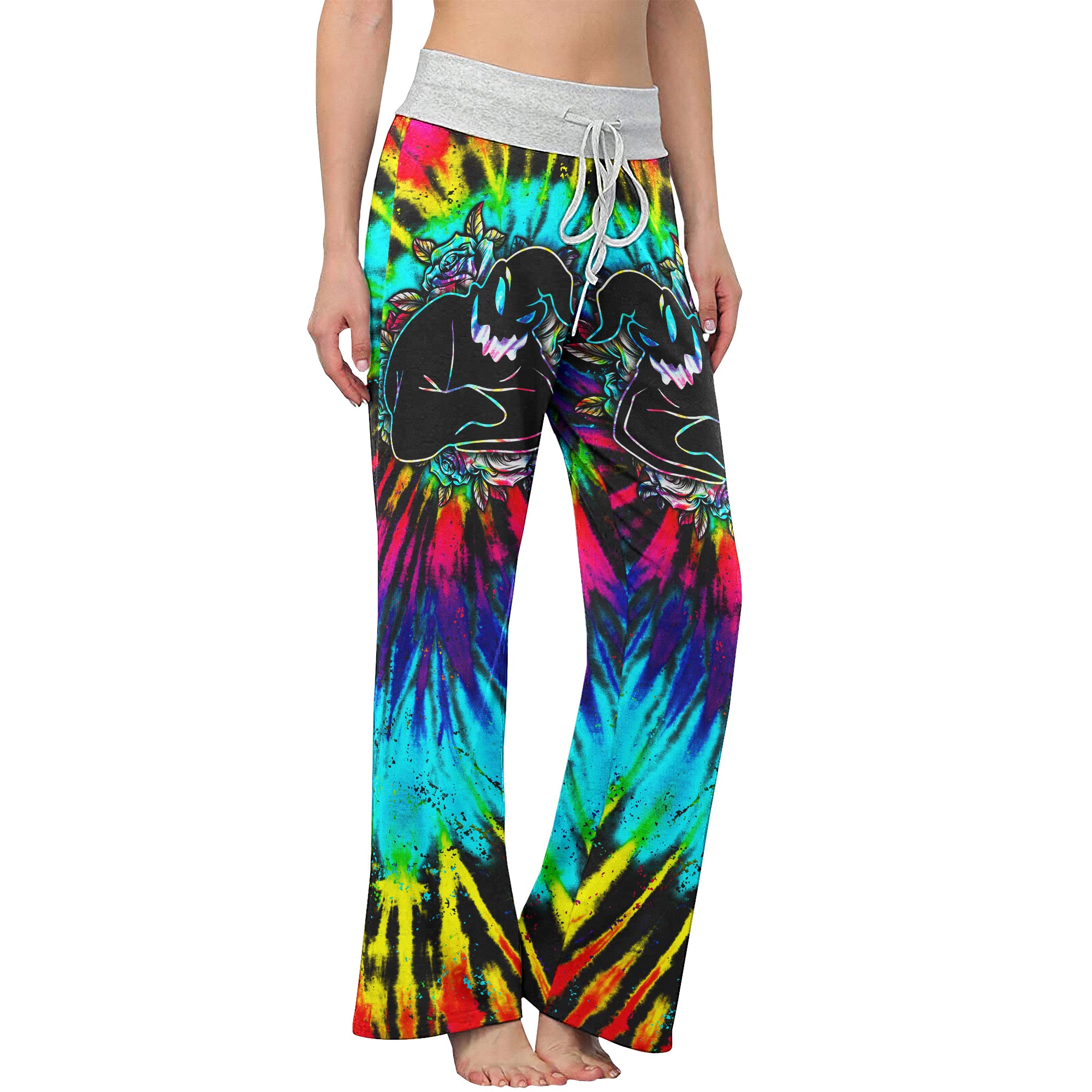 Nightmare TieDye Theme Women's High-waisted Wide Leg Pants | Wonder Skull