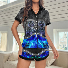 Abstract Gothic Art Women's Pajama Sets Top Sleeve & Short Bottom