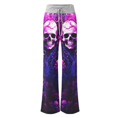 Violet Skull Root Art Women's High-waisted Wide Leg Pants | Wonder Skull