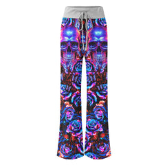 Skull Rose Art Women's High-waisted Wide Leg Pants | Wonder Skull