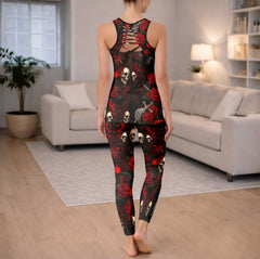 Gothic Skull & Rose Noir Tanktop and Leggings