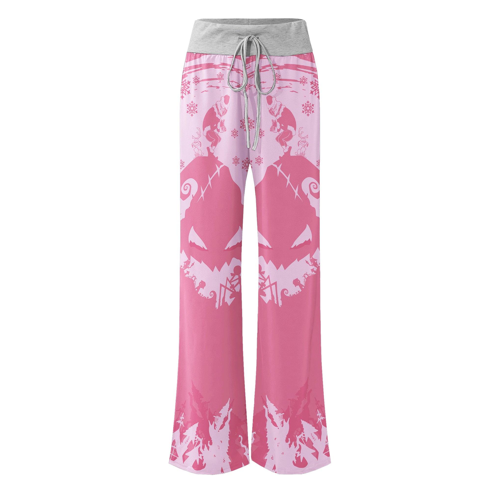 Pink Nightmare Christmas Theme Women's High-waisted Wide Leg Pants | Wonder Skull