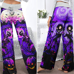 Purple Dance Skeleton Women's High-waisted Wide Leg Pants | Wonder Skull