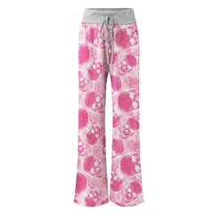 Pink Skull Thunder Women's High-waisted Wide Leg Pants | Wonder Skull